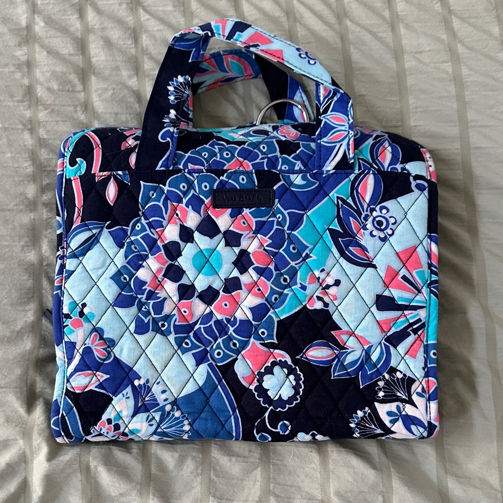 Vera Bradley Blue and Pink Quilted Floral Hanging Toiletry Bag